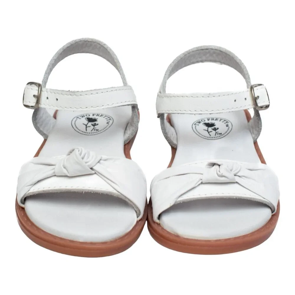 Two Pretty Handcrafted White Leather Knot Sandal